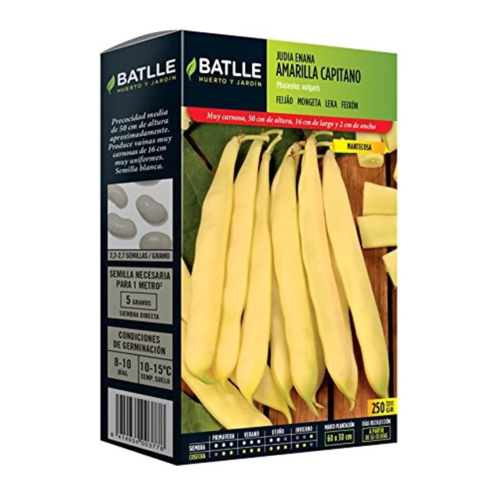 Semillas de Judía enana amarilla Capitano 250 g Batlle
