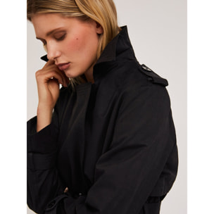 Motivi - Trench doppiopetto in tessuto tecnico - Nero