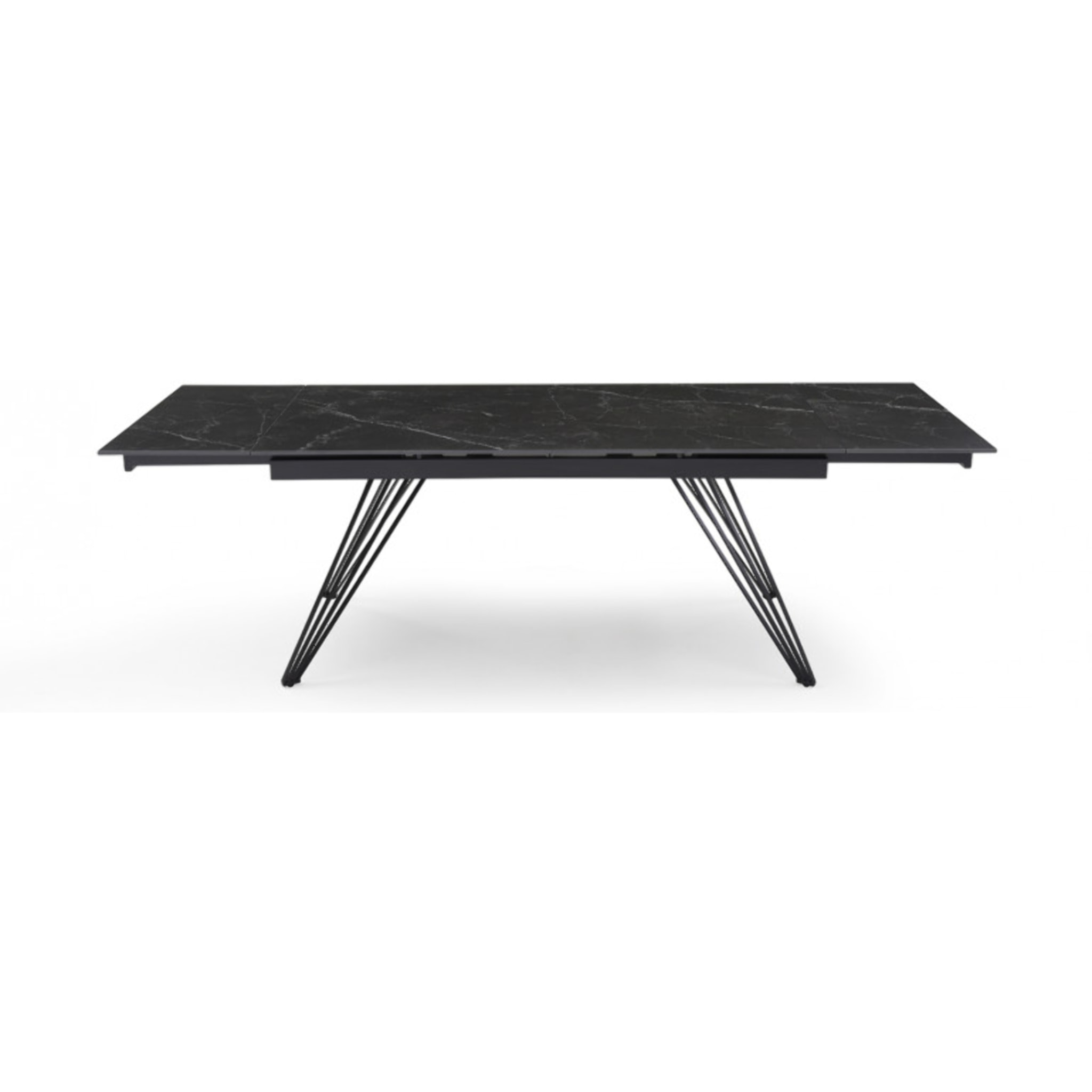Table extensible en céramique marbré noir L160/240cm - 9 piètements - UNIK