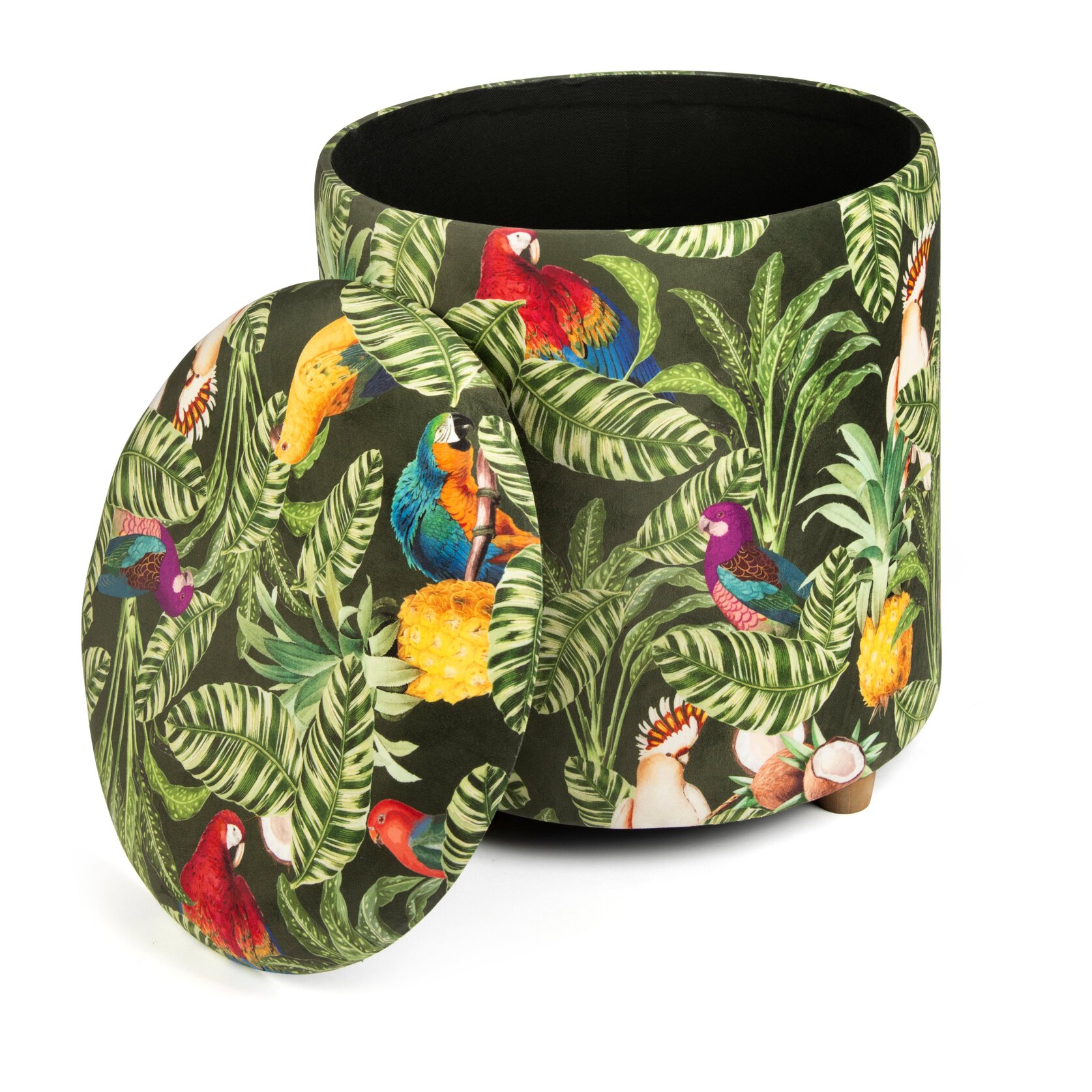 Pouf contenitore Excelsa Havana in velluto e legno 40x40x46 cm multicolore