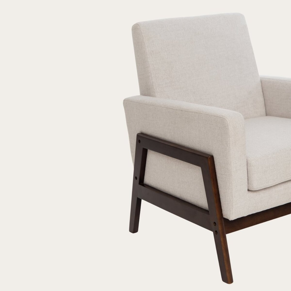 Fauteuil Arlene -bois massif dhévéa et revêtement-couleur noyer 75 x 85 x 75 cm