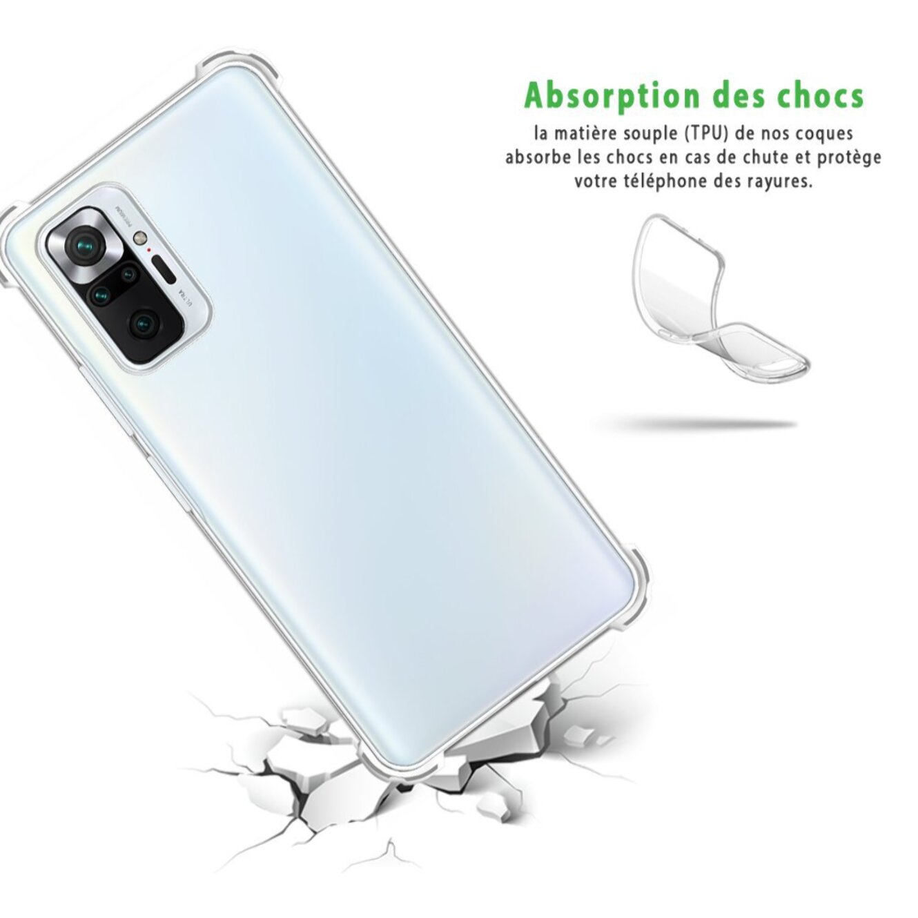 Coque Xiaomi Redmi Note 10 Pro Antichoc Silicone + 2 Vitres en verre trempé Protection écran