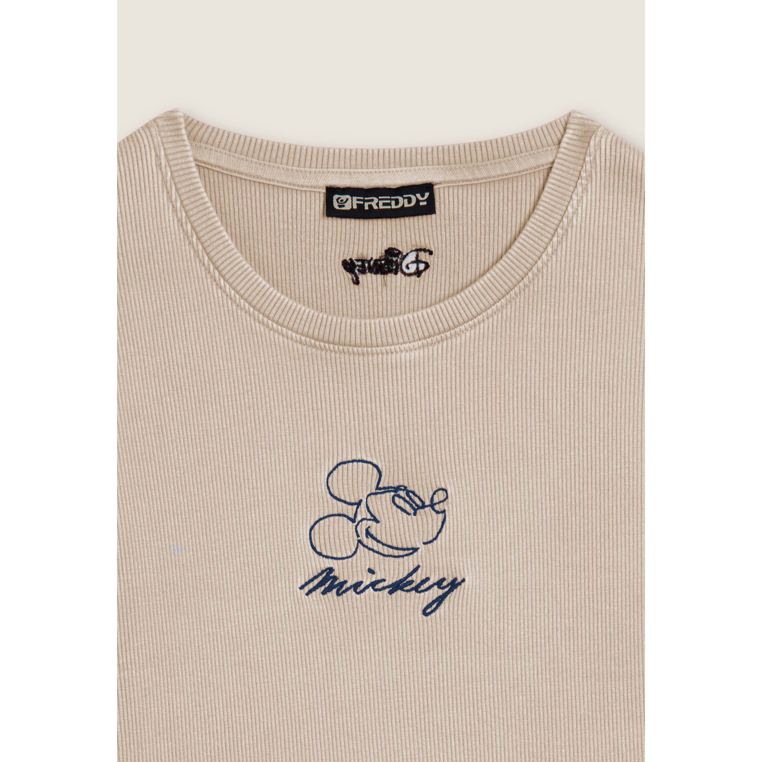 T-shirt cropped da donna a manica lunga con ricami Disney
