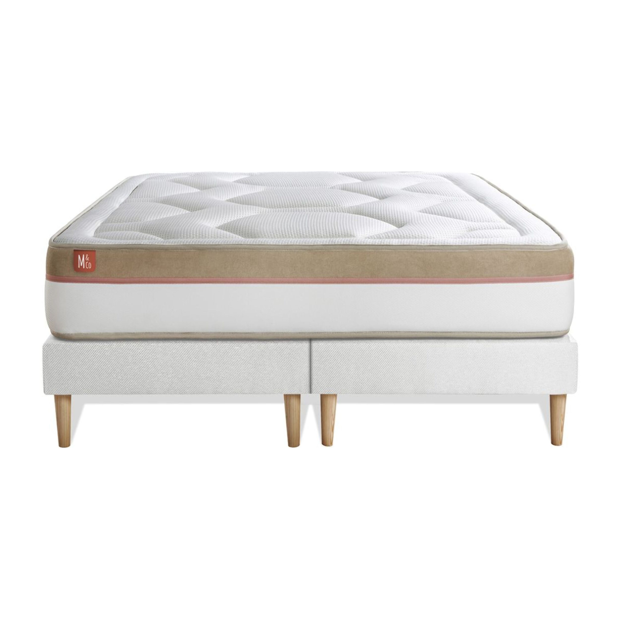 Ensemble - Matelas Mémoire de forme 30cm d'épaisseur - 7 zones de confort - Confort ferme - Sommier tapissier monobloc - 2 places