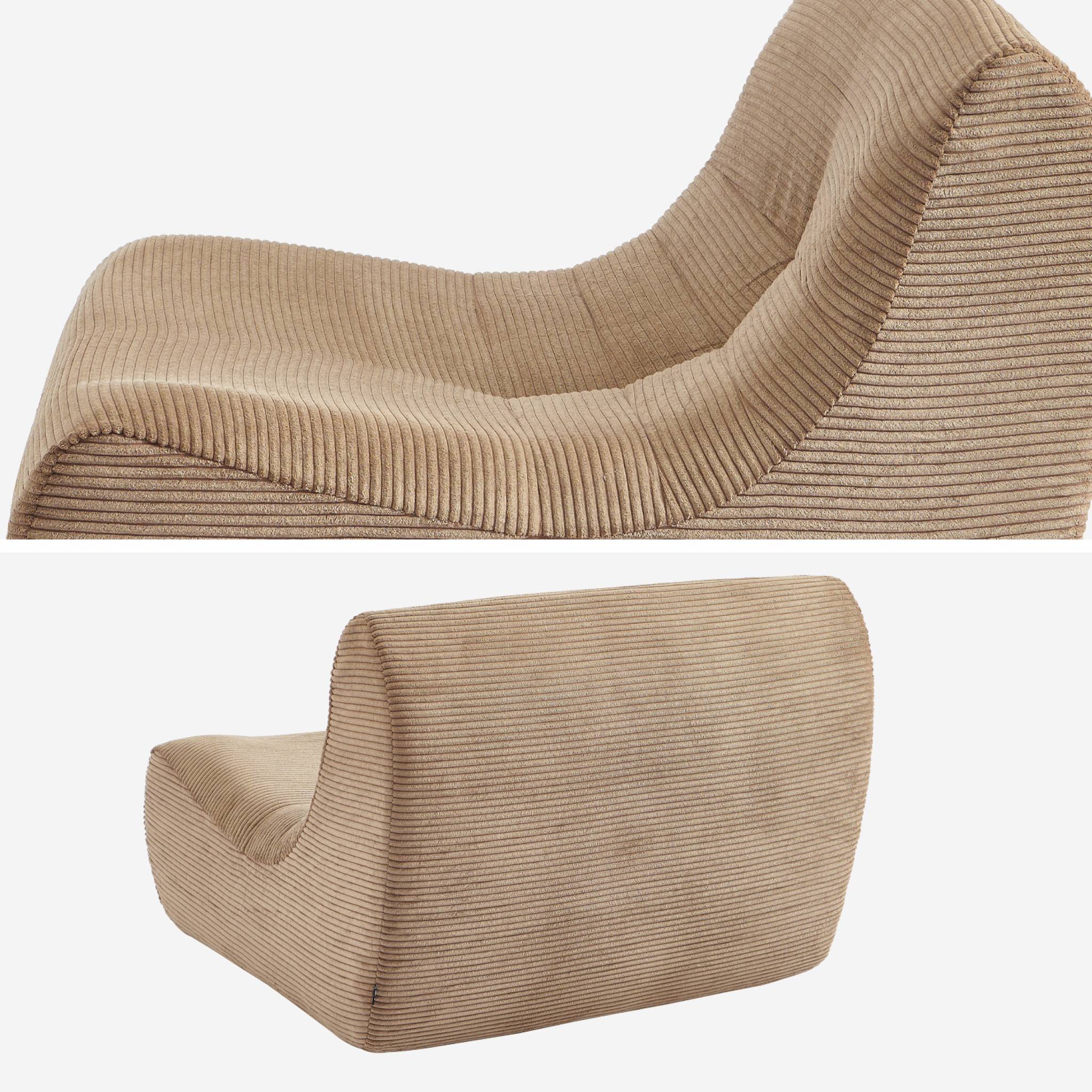 Chauffeuse velours côtelé 1 place taupe L 91 x P 105 x H 72 cm - SOKOL