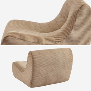 Chauffeuse velours côtelé 1 place taupe L 91 x P 105 x H 72 cm - SOKOL