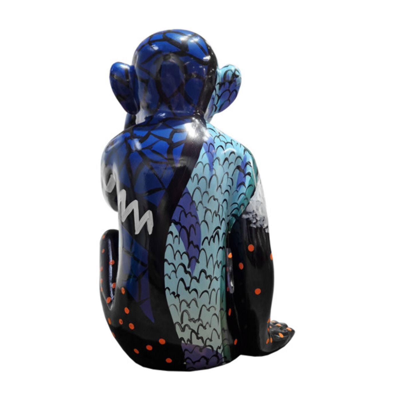 Statue singe bleu assis en résine H39cm - MARLIN