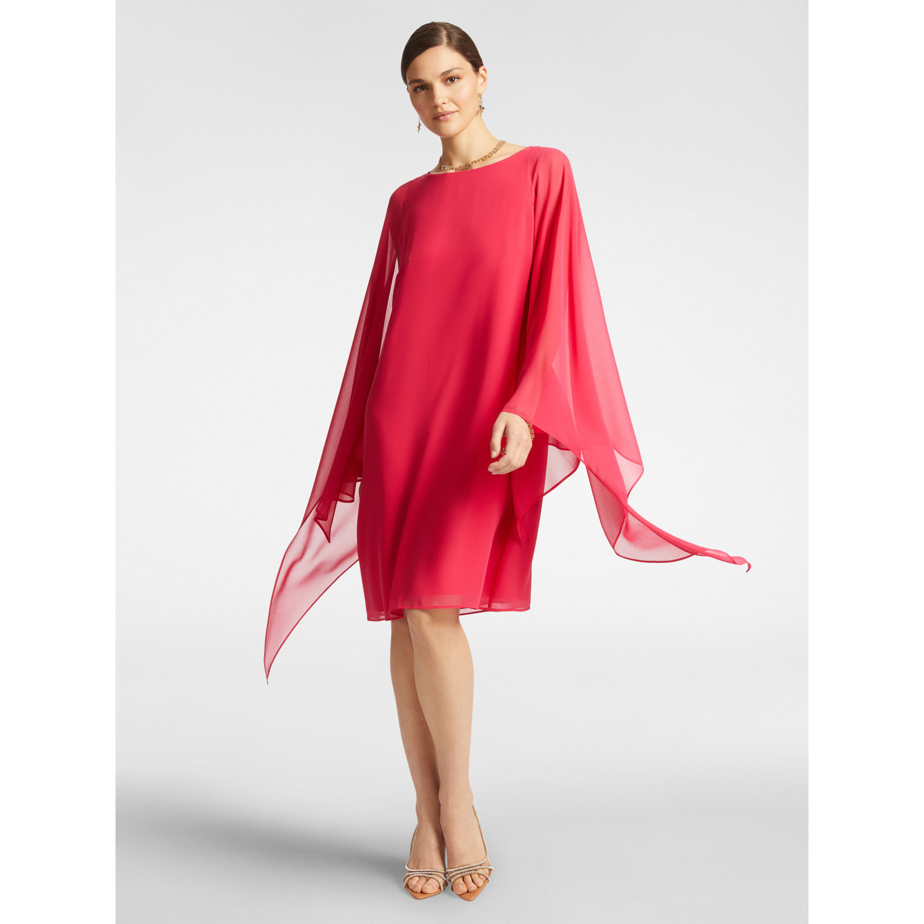 Elena Mirò - Vestido elegante con capa. - Rojo