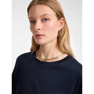 Elena Mirò - Camiseta con botones en las aberturas. - Azul