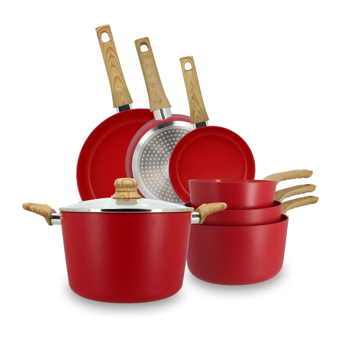 Batterie de cuisine 7 pièces en céramique mangenta -  tous feux MAGENTA