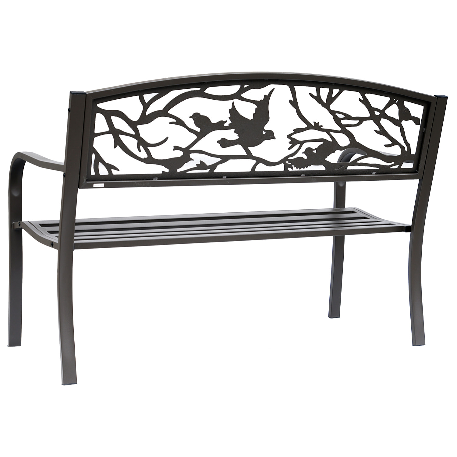 Banc 3 places de jardin terrasse style rural chic 127L x 60l x 85H cm métal époxy anticorrosion brun