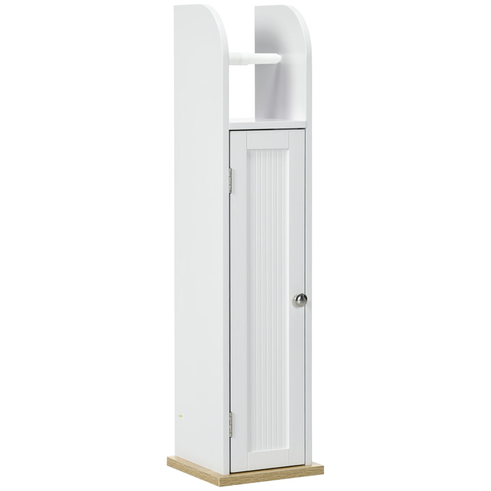 Mueble Auxiliar de Baño Columna de Baño Mueble de Suelo de Baño con Estantes Ajustables y Portarrollos de Papel 20x20x80 cm Blanco