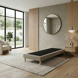 Sommier tapissier à lattes fixes taupe, couchage ferme, soutien optimal