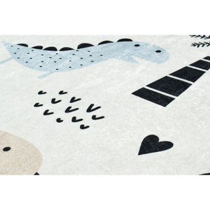 HAPPY - Tapis dinosaure bleu pour chambre enfant et bébé