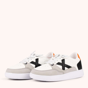 Zapatilla Infantil Multimaterial en Blanco, Gris y Naranja - MUNICH LEGIT KID 25