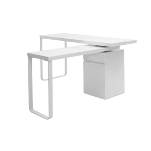 Bureau modulable avec rangements design blanc brillant L150-230 cm VOXY