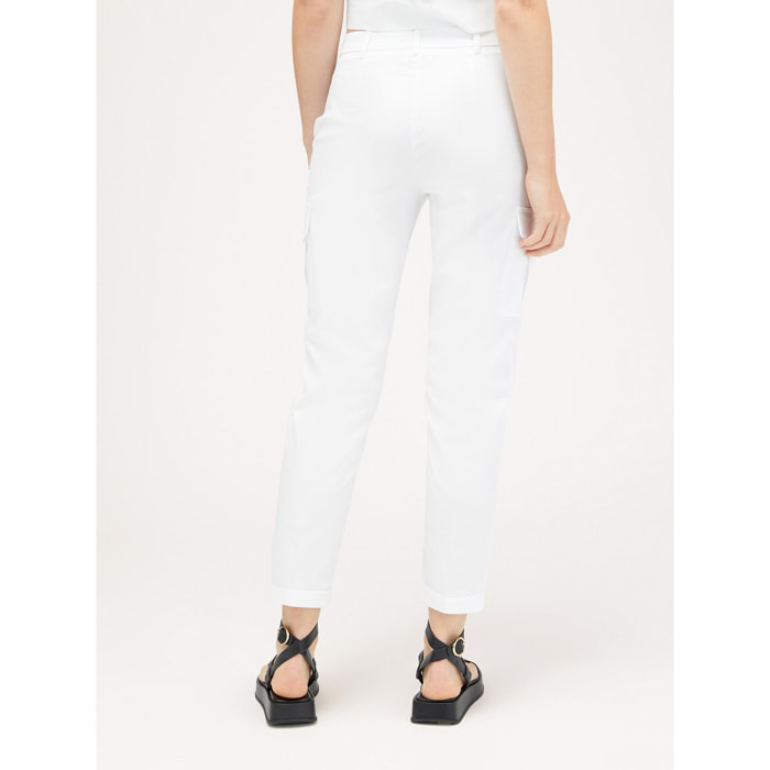 Motivi - Pantalones cargo con pinza planchada - Blanco