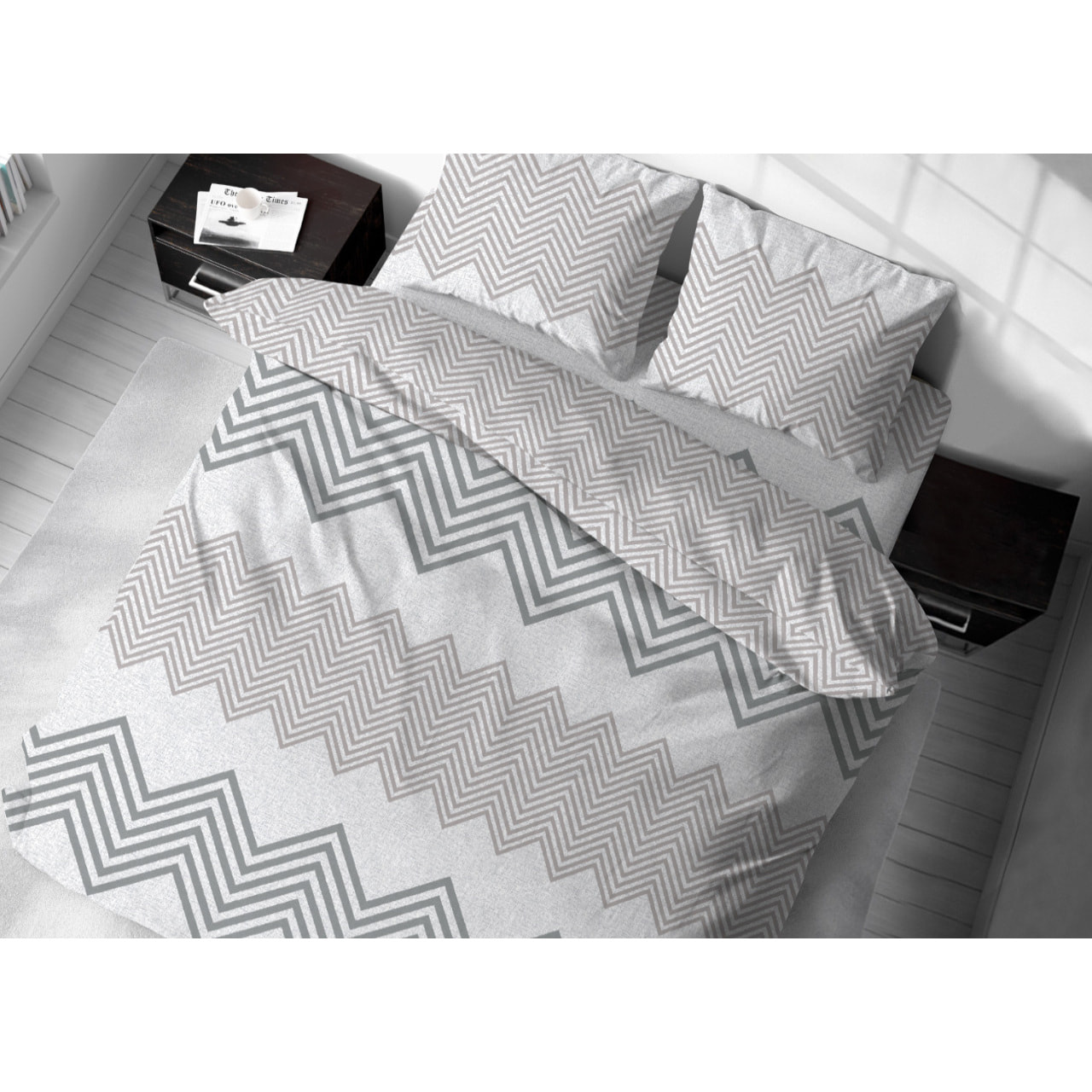 Copripiumino In 100% Cotone Disegno Zig Zag