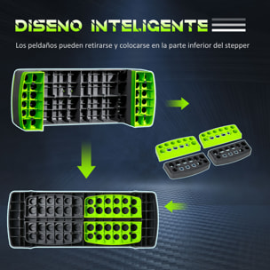 Step de Aeróbic con Altura Ajustable de 10/15/20 cm en Casa 78x28x20 cm Verde