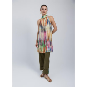 Abito corto con stampa multi-stripe