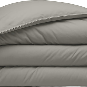 Housse De Couette 100% Percale De Coton Lavé Gris Perle