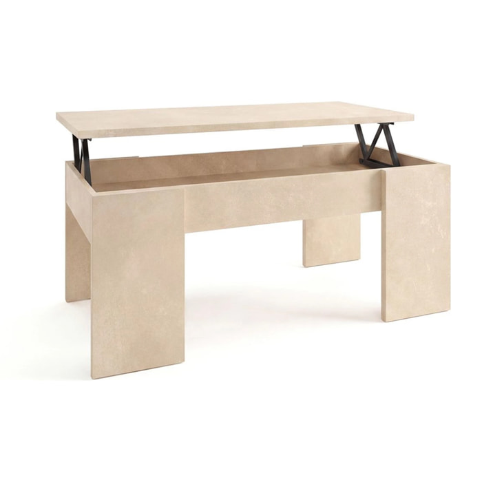 Mesa de centro elevable con almacenaje en microcemento beige 100x45-56 cm Vita Microcemento Beige