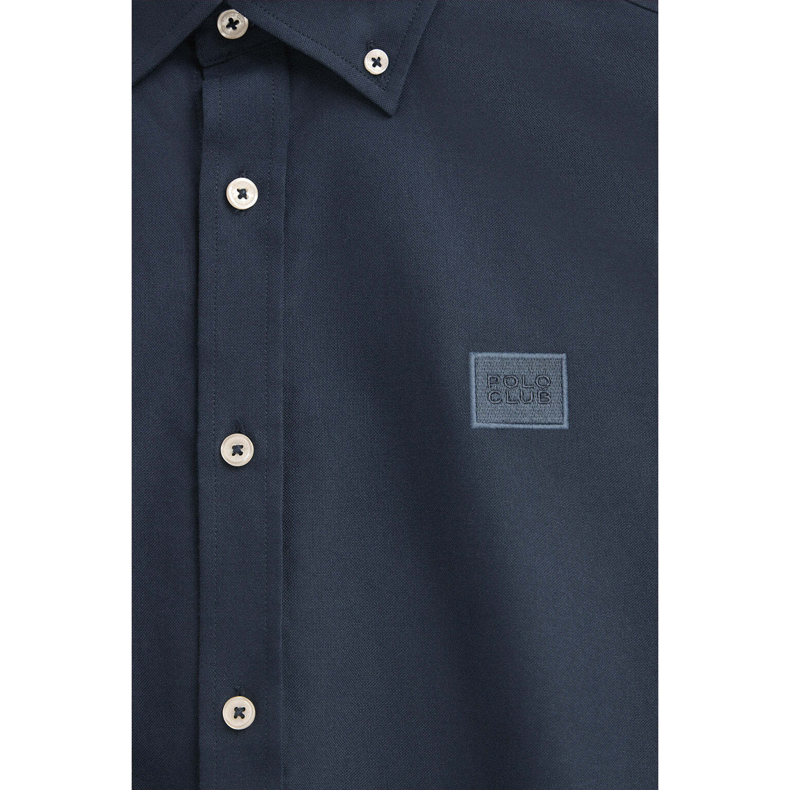 Camisa azul marino de corte regular y cuello abotonado con logo Polo Club
