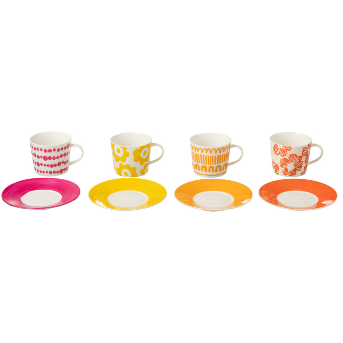 J-Line tasse + sous-tasse - céramique  - mix - large - boîte de 4
