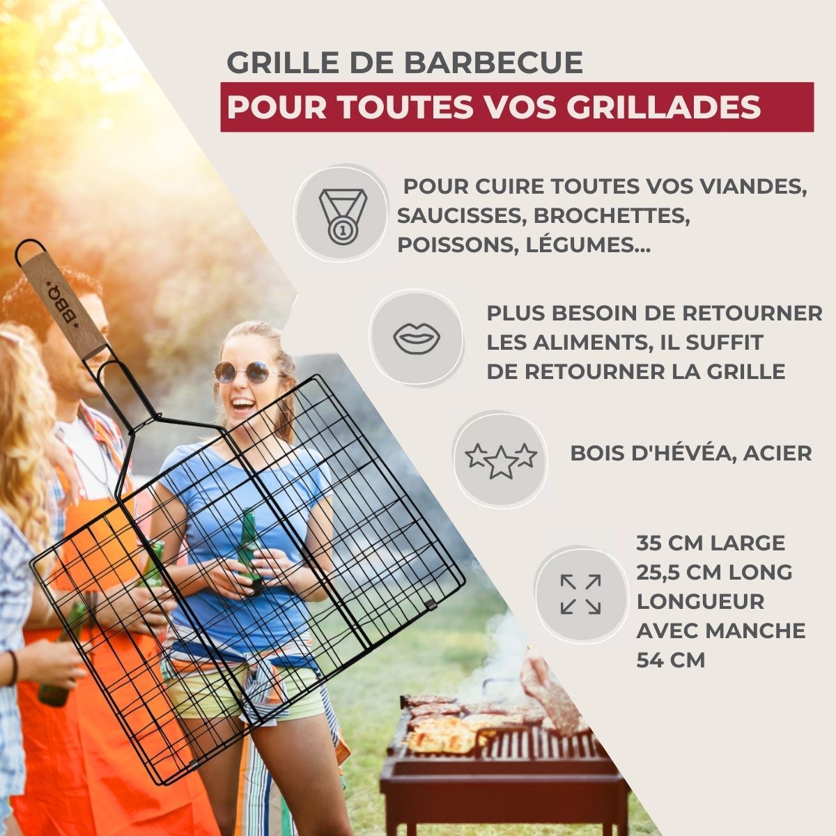 Ensemble de 2 Grilles de barbecue 35 x 25,5 x 54 cm Fackelmann BBQ Edition