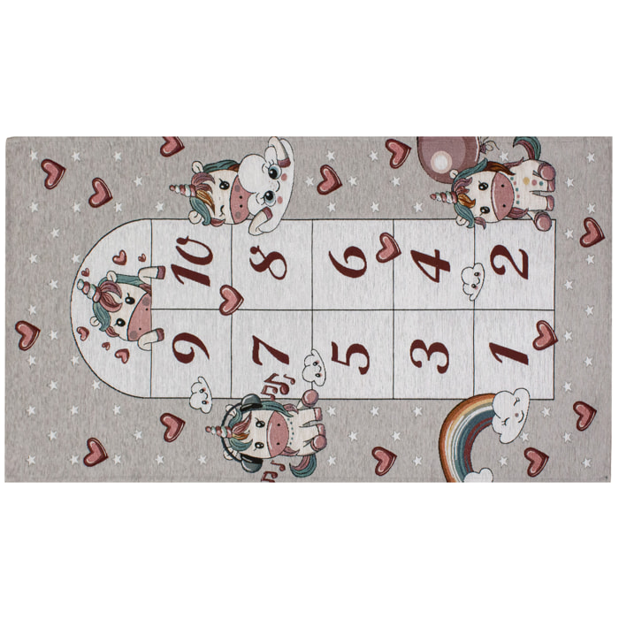 TAPPETO CAMERETTA UNICORNI GRIGIO CON FONDO ANTISCIVOLO