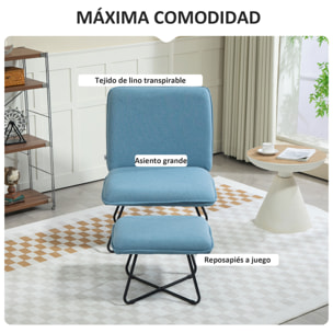 Sillón de Salón con Otomana Sillón de Relax sin Brazos Sillón para Lectura con Patas de Acero en Forma de Cruz para Sala de Estar Dormitorio