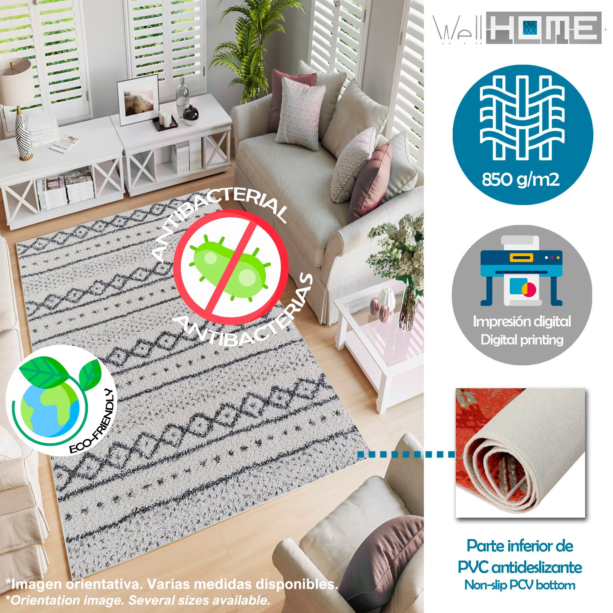 Alfombra de Poliester estampada 120 x 180cm