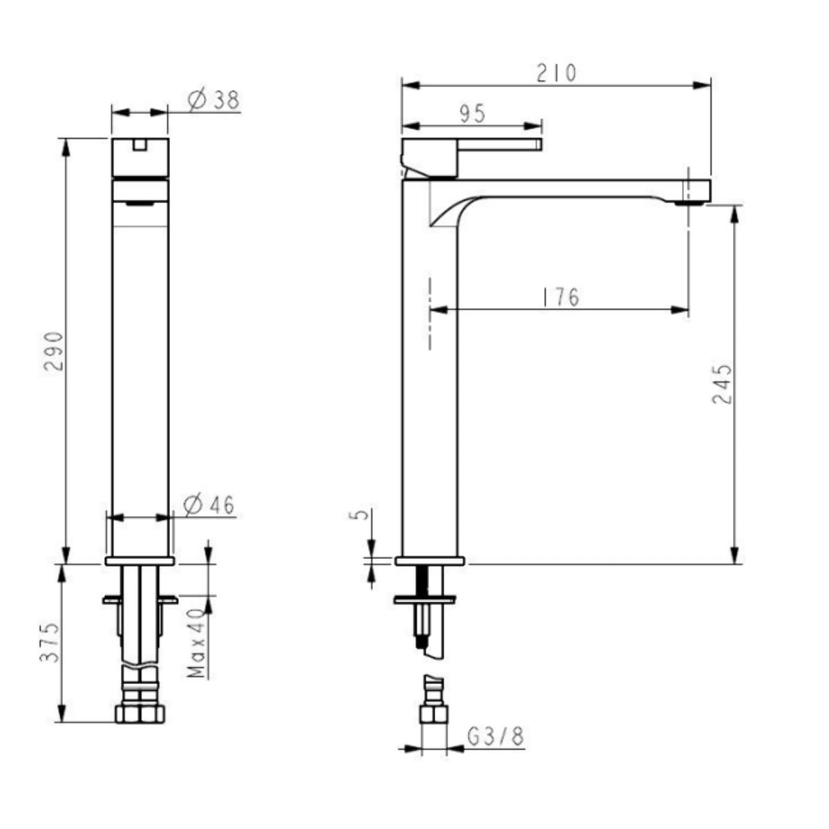 Mitigeur lavabo haut SAT Fusion à levier bois foncé (SATBSFU285DT)