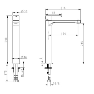 Mitigeur lavabo haut SAT Fusion à levier bois foncé (SATBSFU285DT)