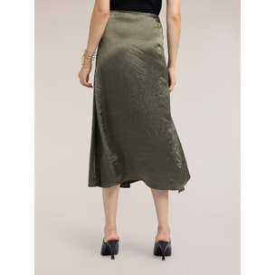 Motivi - Falda de raso con drapeado - Verde militare