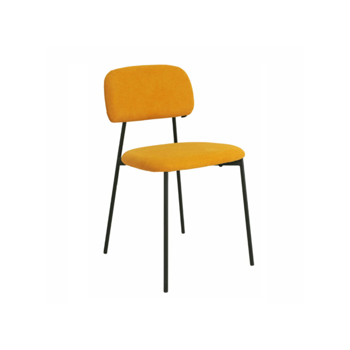 Chaise de repas en tissu doux avec 4 pieds en métal noir - MIRA