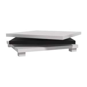 Table basse "Elena" - 80 x 80 x 32 cm - Blanc / Noir