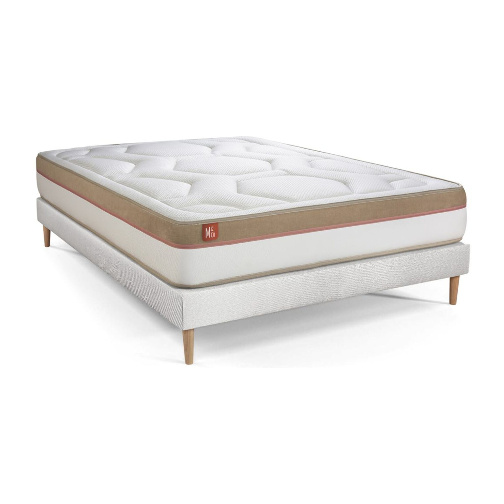 Ensemble - Matelas Mémoire de forme 30cm d'épaisseur - 7 zones de confort - Confort ferme - Sommier tapissier en kit - 2 places