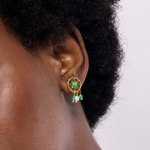 Pendientes de Malaquita acabados en oro amarillo de 18k