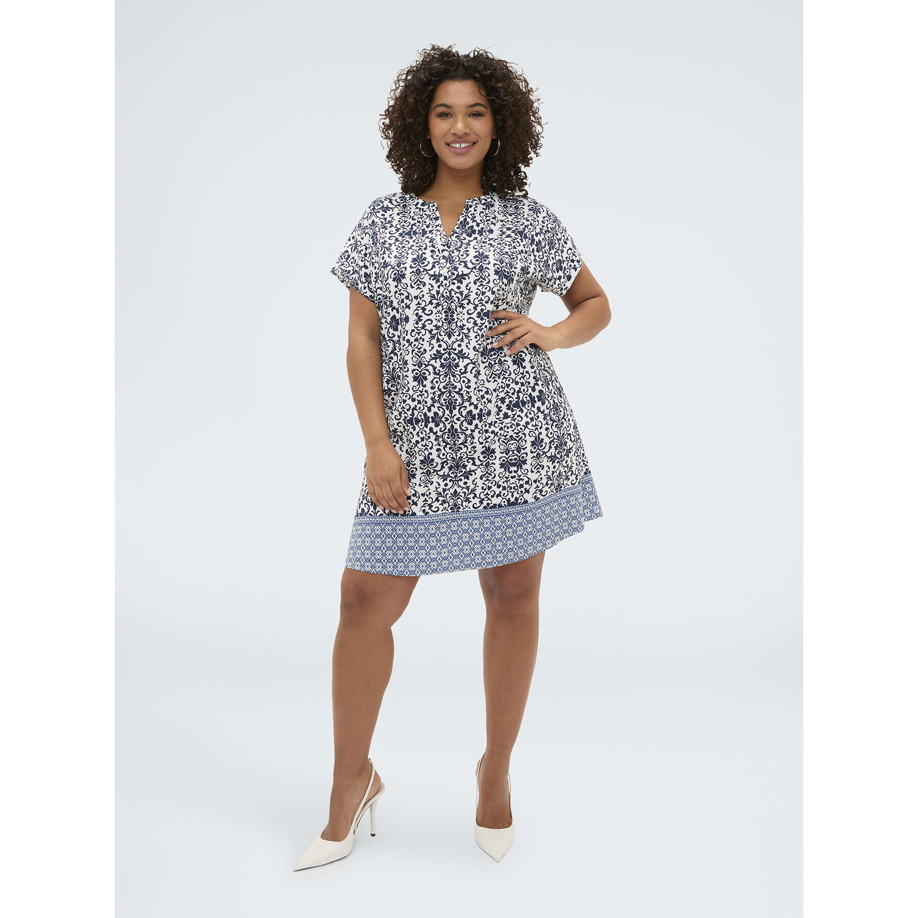 Fiorella Rubino - Vestido corto en viscosa con estampado - Azul