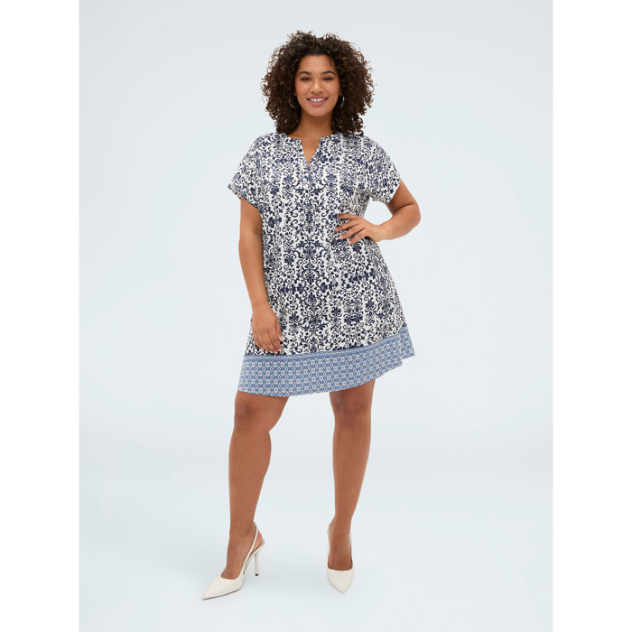 Fiorella Rubino - Vestido corto en viscosa con estampado - Azul