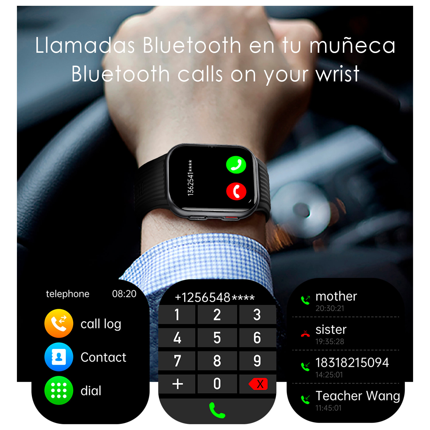 Smartwatch TK67. Llamadas Bluetooth con funciones avanzadas de salud: temperatura corporal, ECG, micro examen físico y presión arterial mediante bomba de inflado y bolsa de aire.