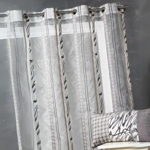 Voilage en organza à fines rayures zébrées - Gris clair