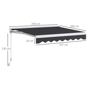 Toldo Eléctrico Retráctil y Manual con Mando a Distancia 2,5x2 m Toldo de Exterior Terraza Enrollable con Manivela y Marco de Aluminio para Jardín Puerta Ventana Gris