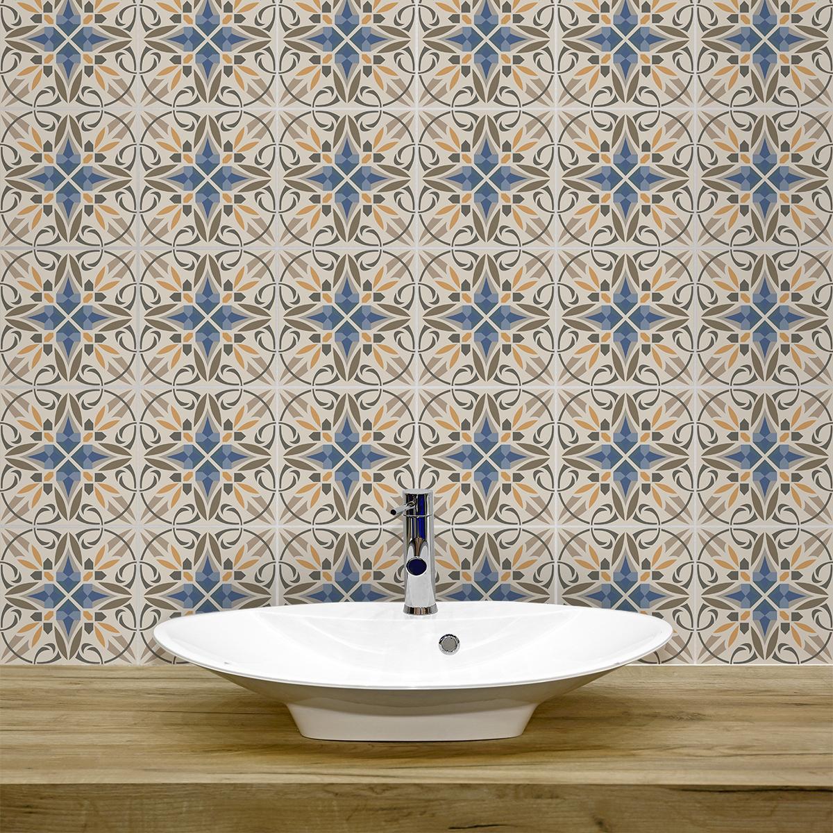 Stickers muraux - Sticker Mural Carrelage adhésif Cuisine Salle de Bain - 9 STICKERS CARRELAGES AZULEJOS TABATHA