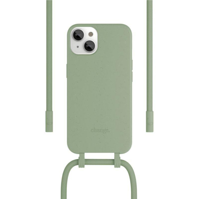 Coque avec cordon WOODCESSORIES iPhone 14 Plus Tour de cou vert