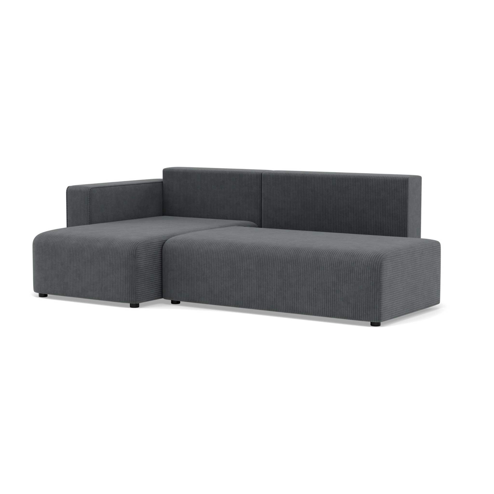 Topaze - canapé d'angle gauche 4 places convertible avec coffre sans accoudoir en velours côtelé - Gris foncé