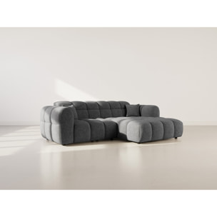 Mini Ray - Canapé d'angle droit 4 places en tissu texturé - Gris Anthracite