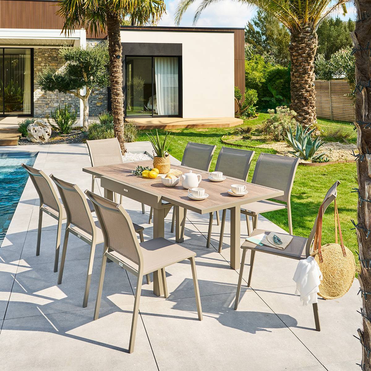 Table de jardin 8 places Piazza extensible café