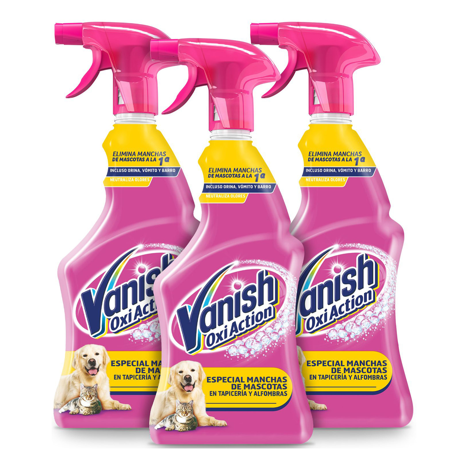 Vanish Oxi Action - Spray Quitamanchas especial Mascotas (En Spray, Sin Lejía) - Pack 3 x 750 ml